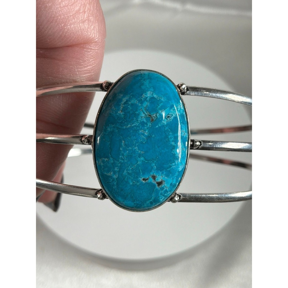 🌊 Turquoise Statement Cuff – Adjustable Boho Goddess Bracelet